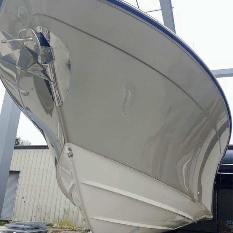 White and gray grady white freshly detailed hull